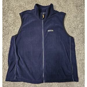 VTG Eddie Bauer Vest Mens XL Tall XLT Blue Fleece Full Zip Hike Outdoors